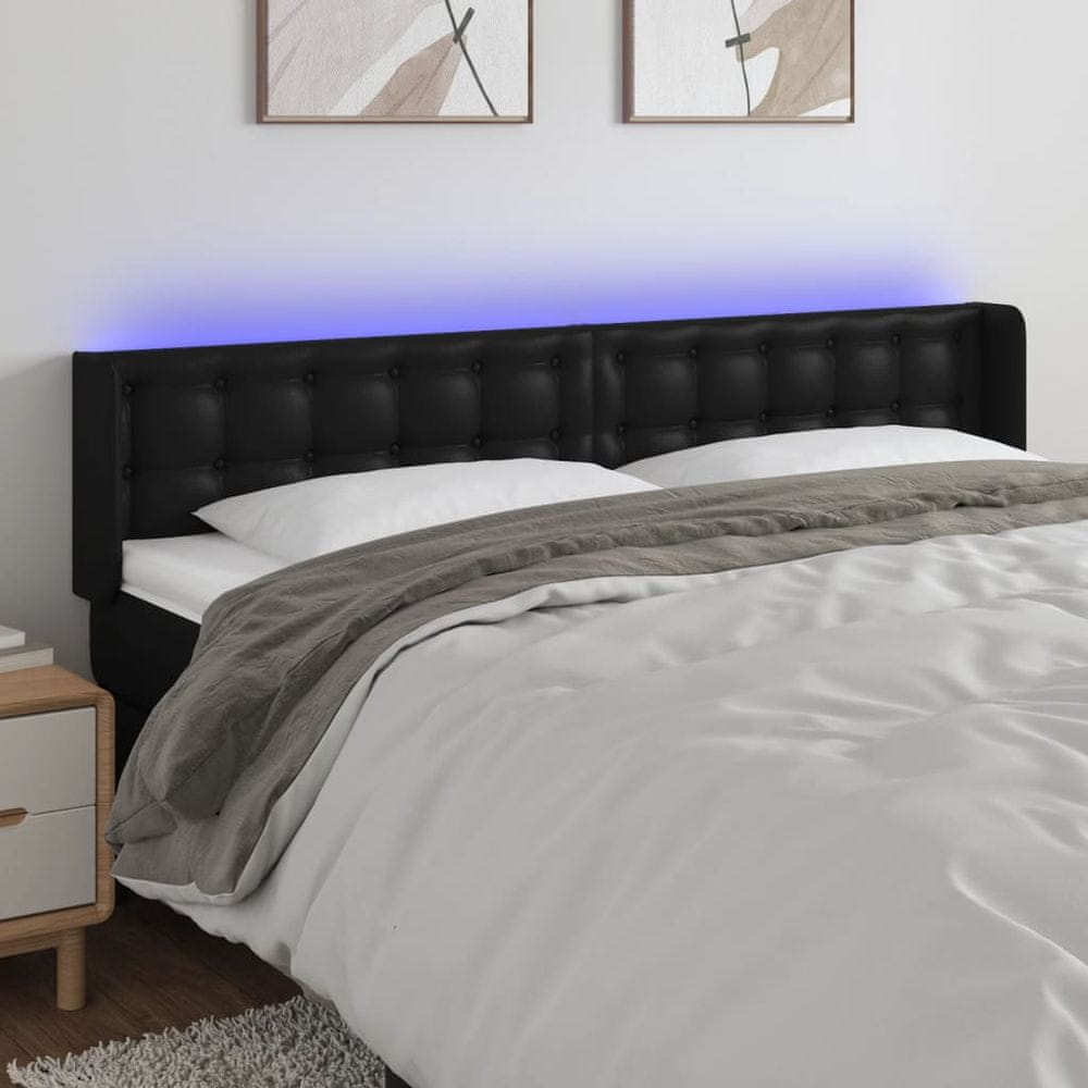 Vidaxl Čelo postele s LED čierne 203x16x78/88 cm umelá koža